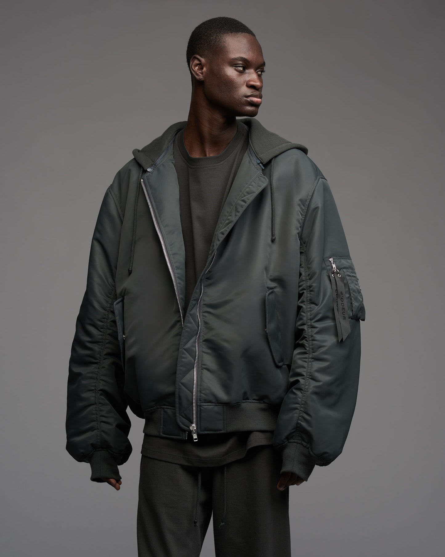 Oversize Hooded Bomber Jacket