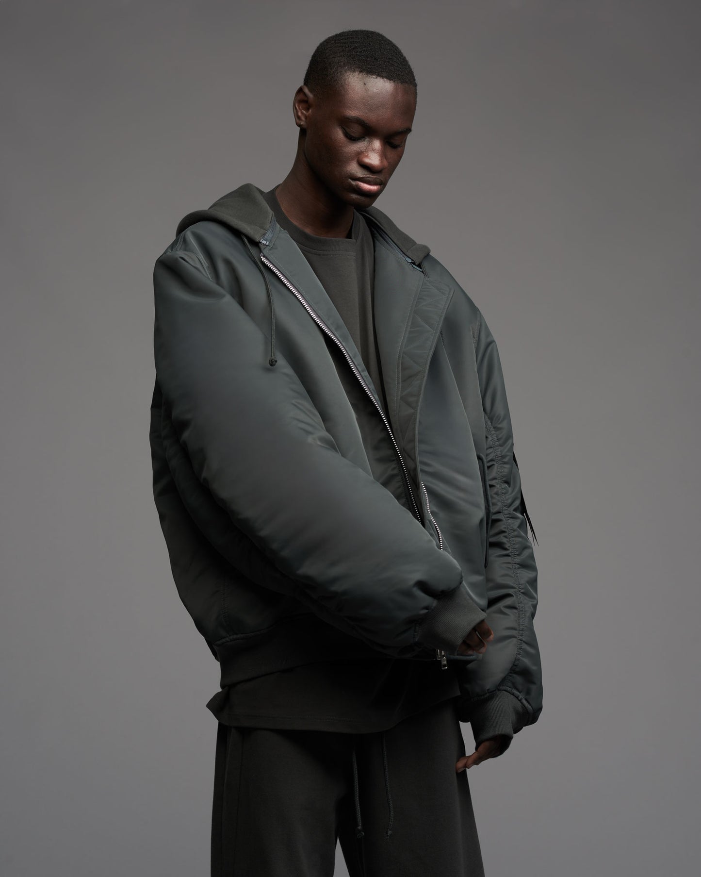 Oversize Hooded Bomber Jacket