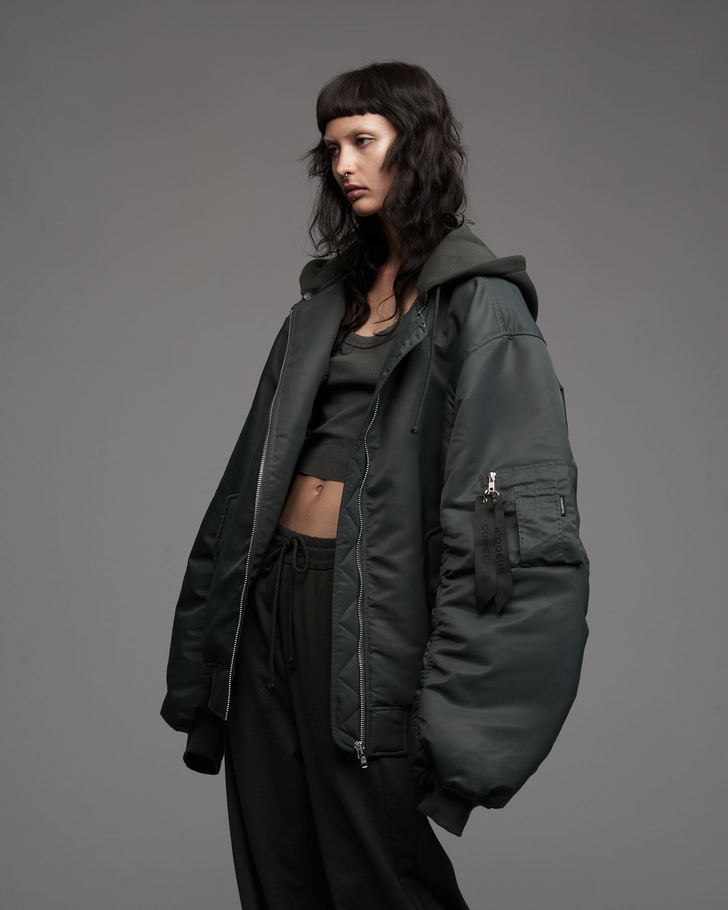 Oversize Hooded Bomber Jacket